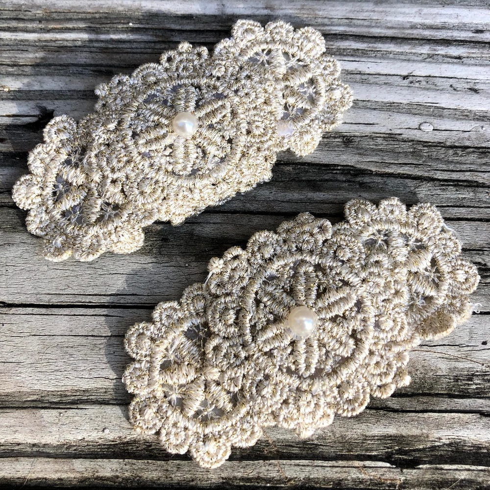 Floral Embroidered Hair Clips/Barrettes